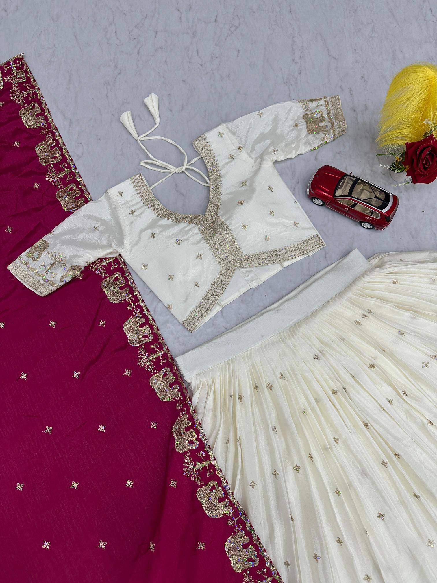 Tapi-300 chinon White Designer Lehenga choli exporter